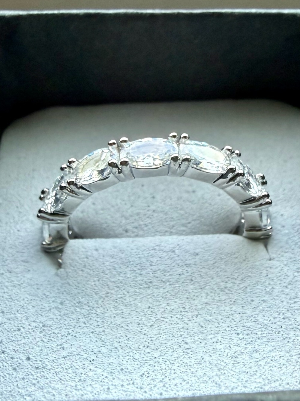 NEW!! 14k White Gold Plated Marquise CZ Eternity Ring - 6.5